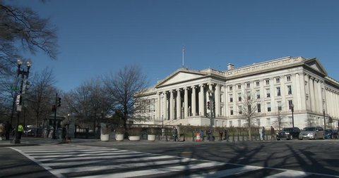 WASHINGTON, DC - CIRCA 2014: Location of the United States Treasury in downtown Washington, DC.