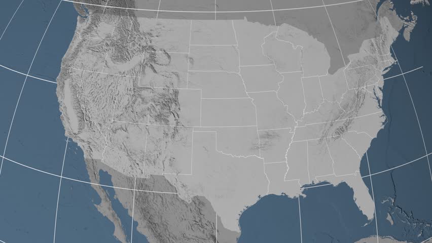 Idaho region extruded on the elevation map of United States. Elevation data on solid colors. Elements of this image furnished by NASA.