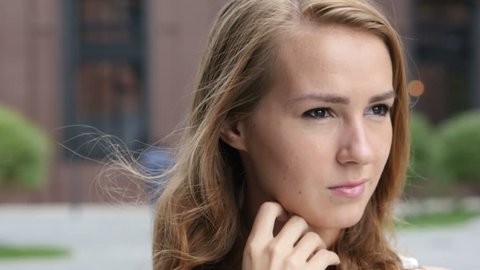 Cute Young Blonde Woman Big Breast Stock Footage Video (100% Royalty