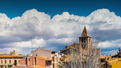Timelapse: Church of Holy Cross is located in Santa Creu in the corner of Santa Cruz and San Lorenzo street in Palma de Mallorca, on island of Mallorca. It is one of first parishes of Palma, Gothic.
