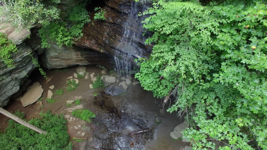 4k epic cinematic shot of waterfall in the blue ridge mountains NC