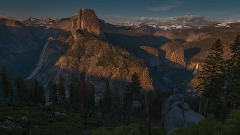 Half Dome at Sunset Glacier Point Yosemite National Park California 4k Time-lapse