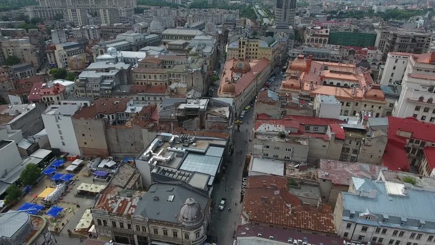 4K Aerial Shot Of Bucharest City Center, Romania
