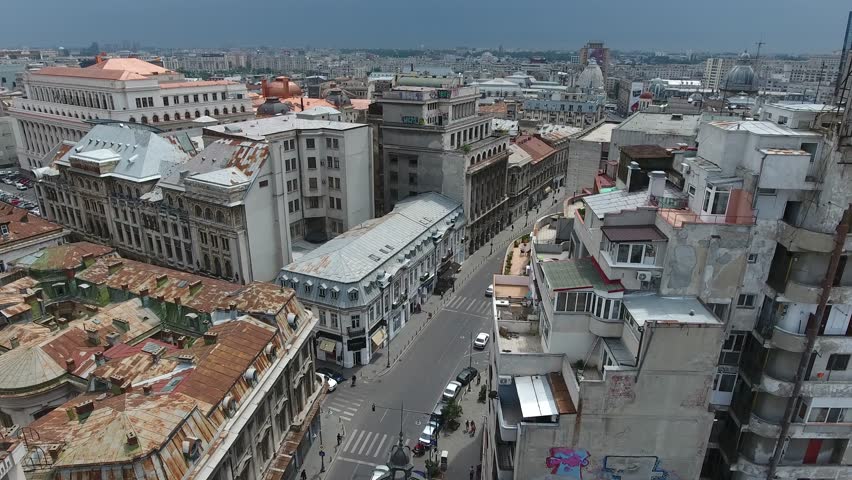 4K Aerial Shot Of Bucharest City Center, Romania
