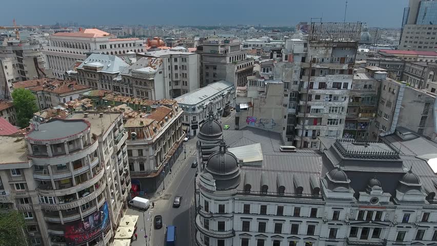 4K Aerial Shot Of Bucharest City Center, Romania