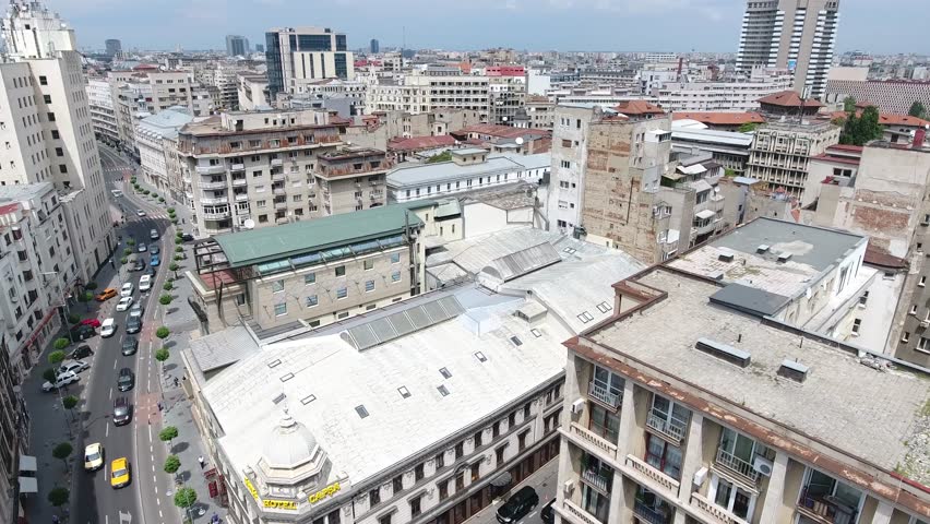 4K Aerial Shot Of Bucharest City Center, Romania