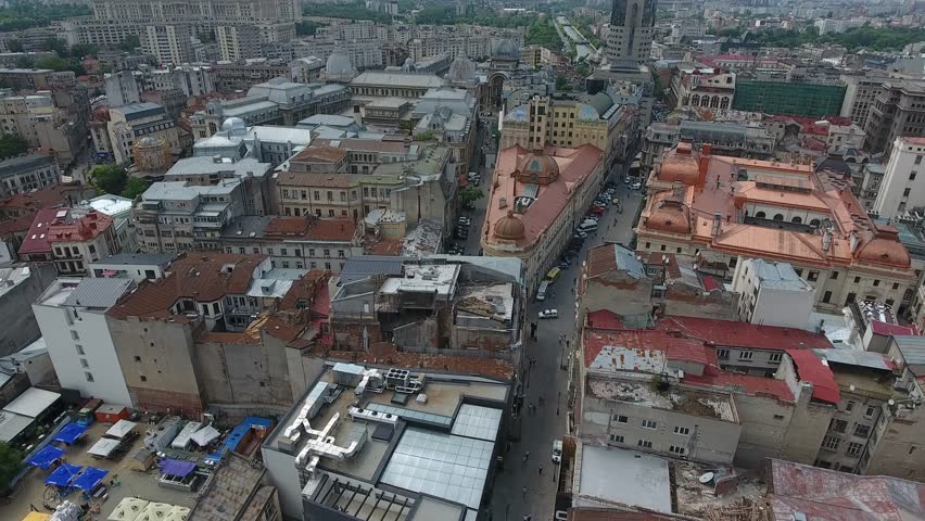 4K Aerial Shot Of Bucharest City Center, Romania