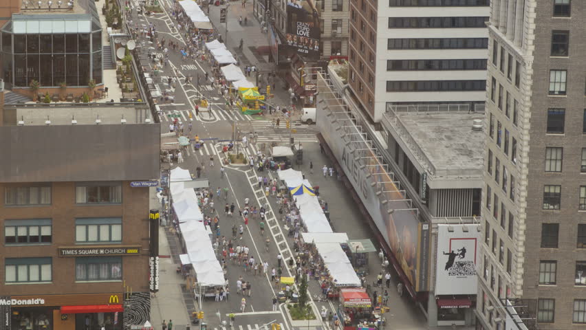 NEW YORK CITY - JUL 23: Timelapse Aerial View of Broadway Market on July 23,