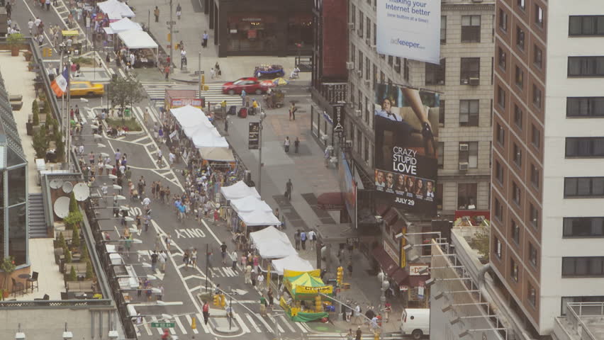 NEW YORK CITY - JUL 23: Timelapse Aerial View of Broadway Market on July 23,