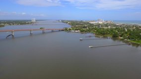 Aerial stock footage Halifax River Daytona Beach FL