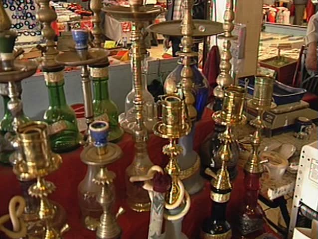 Smoking pipes at a shop in Turkey