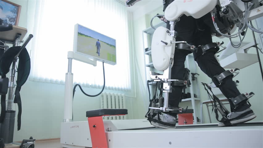 Medical walking robot. Rehabilitation, rehab, remediation for people with feet disease. | Shutterstock HD Video #19304152
