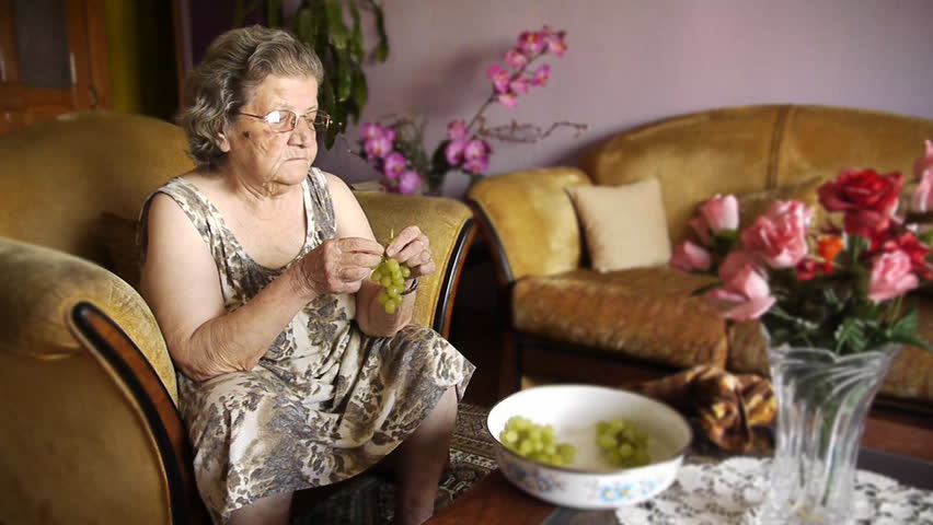Old Retired Woman Eating Grapes Stock Footage Video (100% Royalty-free ...