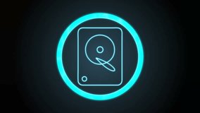 Seamless looping animation with a bluish Hard Drive Icon with binary code - Powered by Shutterstock - Get 15% off with code: PIKWIZARD15