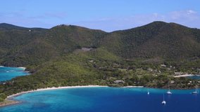 3 part panning aerial view of the North Shore of St John, United States Virgin Islands, from left to right part 2