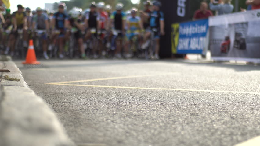 Road bicycle racing . Start of sport competition.