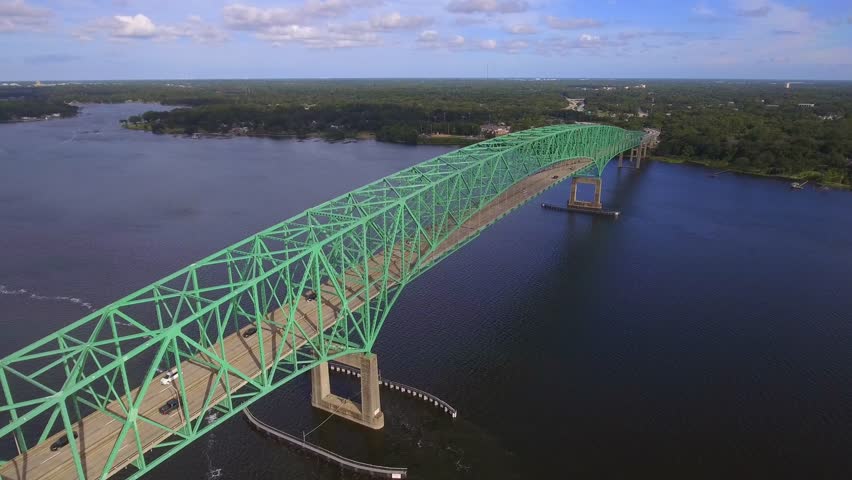 Aerial video of the Hart Bridge Jacksonville FL