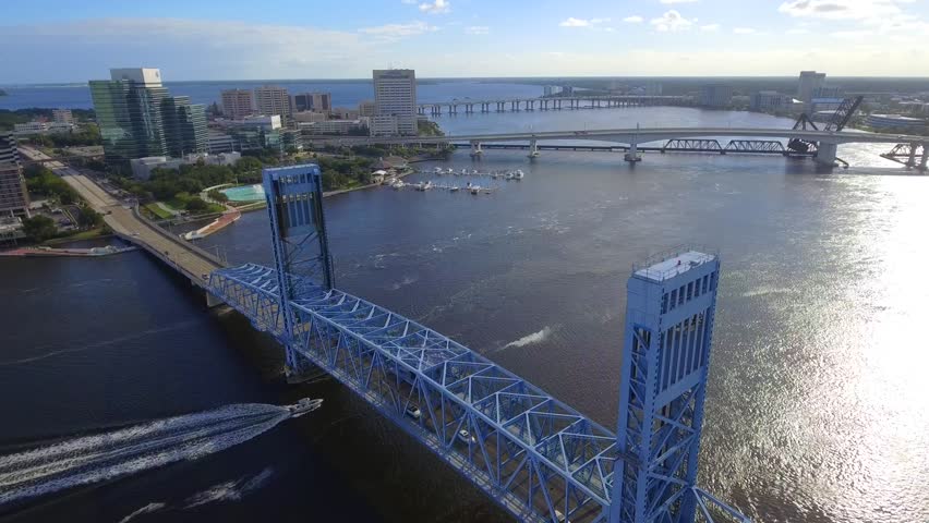 Aerial video Hart Bridge Expressway Jacksonville FL