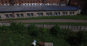 Aerial video footage of old factory in Pereslavl-Zalesski: Golden Ring, Russia