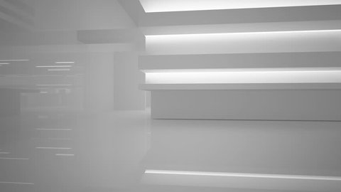 Abstract white interior. Night view. 3D animation. and rendering. Part 3 