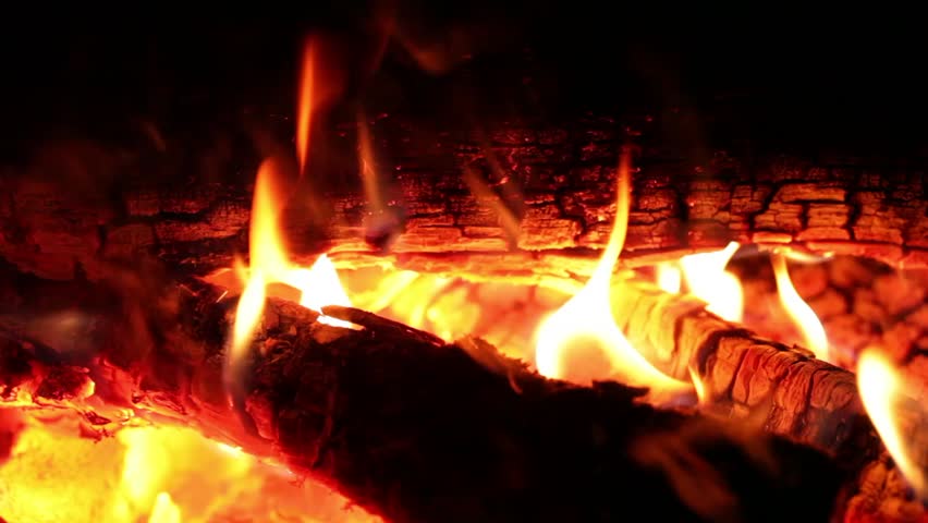 wood burning in a fireplace