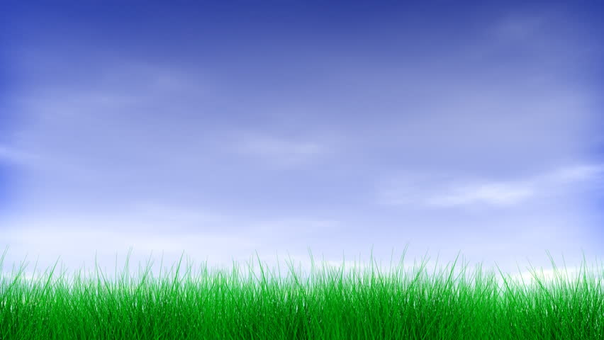 Leaf text animates on to form the word Future. Blue sky with clouds and green