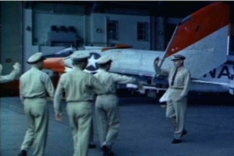The armament systems of several fighter jets are tested at the US Naval Test Pilot School in 1959. (1950s)