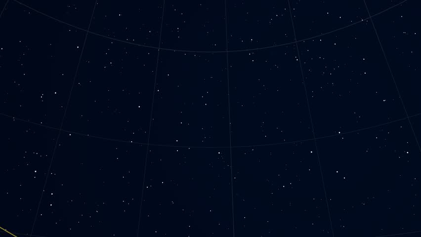 Constellation of Orion. Bright stars (up to 6.5M) - vector shapes. Constellation figures and boundaries. Equator, ecliptic and galactic equator reference lines Royalty-Free Stock Footage #19408144