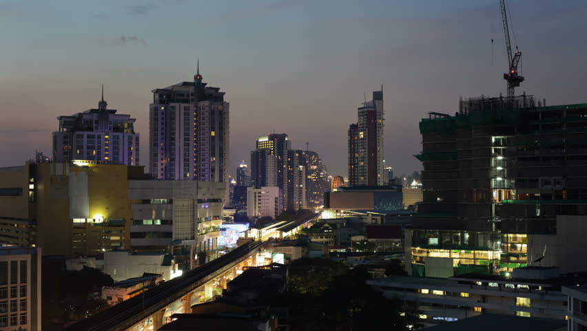 Bangkok city at Sunset - Time Lapse