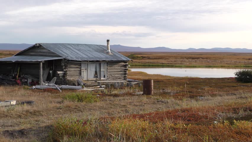 Land Use Nome Alaska Fall Autumn Shack Fishing Hunting Cabin Subsistence Native Wilderness Camp. Nome, Alaska, USA - 2015
