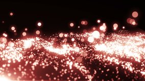 Background Red with Waves.Space with the red particles and waves. Loop Background Animation.