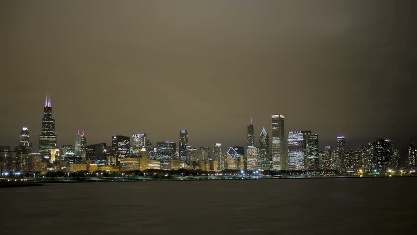 Timelapse of Chicago Skyline at night