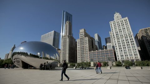 CHICAGO - OCT 20: Timelapse of Cloud Gate at Millennium Park, Chicago on October 20, 2011. Cloud Gate, also known as the Bean is one of the parks major attractions.