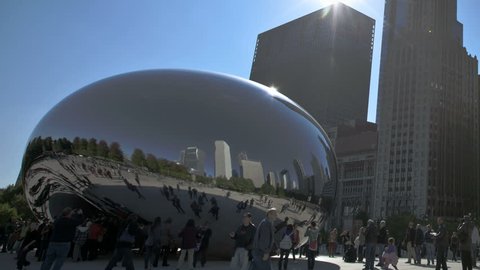 CHICAGO - Oct 21: Timelapse of Cloud Gate at Millennium Park, Chicago on October 21, 2011. Cloud Gate, also known as the Bean is one of the parks major attractions.