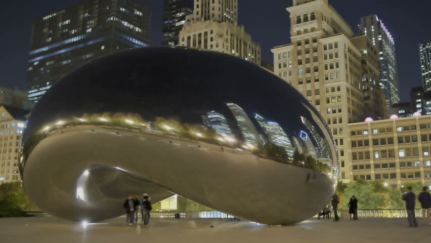 CHICAGO - Oct 21: Timelapse of Cloud Gate at Millennium Park at night, Chicago