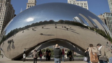 CHICAGO - Oct 21: Timelapse of Cloud Gate at Millennium Park, Chicago on October 21, 2011. Cloud Gate, also known as the Bean is one of the parks major attractions.