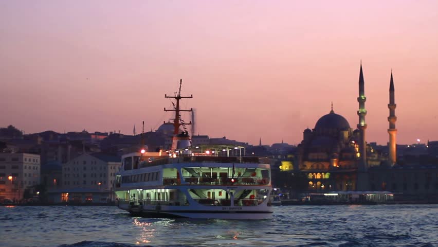 ISTANBUL - NOVEMBER 13: A city ferryboat sails to Eminonu port on November 13,