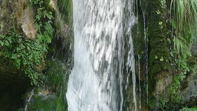 Waterfall  at Olympus mountain, Greece, vertical panning HD footage