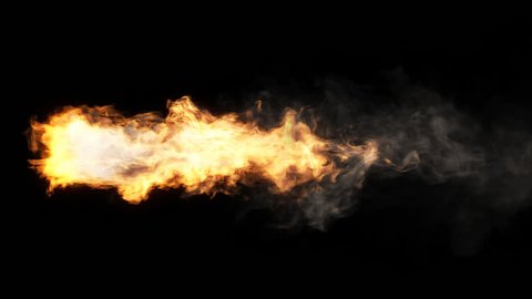 Flame thrower 3D rendering with ALPHA. More intense color and fire density