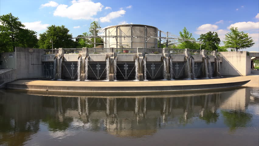 Flood control gate along the San Antonio River in San Antonio, Texas
