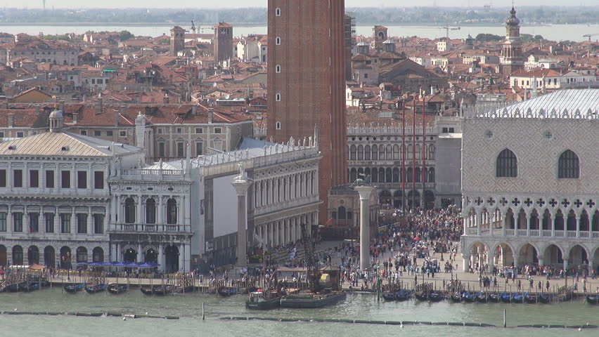 Aerial view of Piazza San Marco, Palazzo Ducale, Venice, Italy