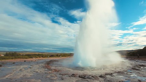 Rare double eruption of the famous Strokkur Geysir - Geyser in Iceland