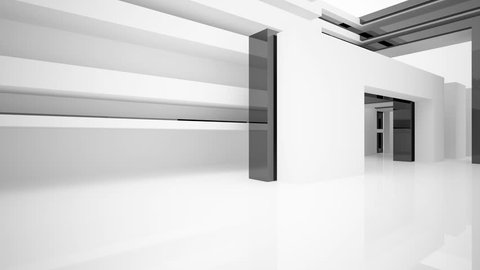 Abstract glossy black and white interior. 3D animation and rendering. Part 3