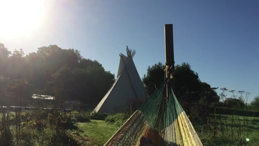 In a hammock with Tee Pee