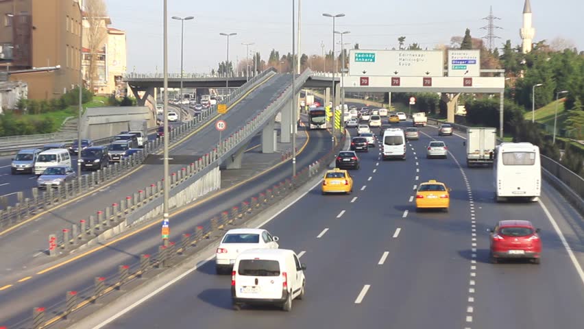 Autobahn traffic. Heavy traffic in Topkapi, Istanbul 