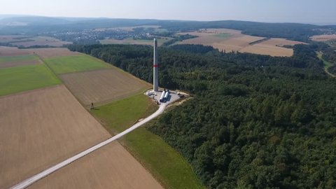 Construction site of wind turbines - wind park, Rheingau-Taunus area - aerial view
