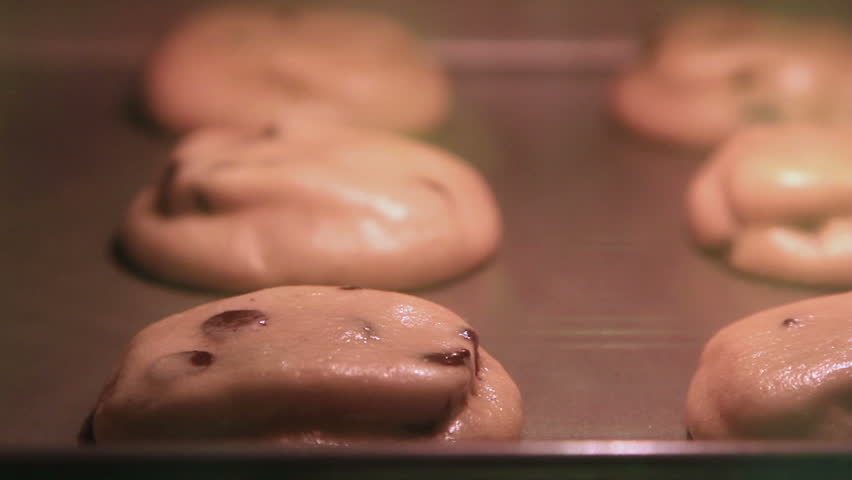 cookies baking inside an oven
