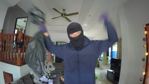 Funny Thief Dancing in Front Of Camera in Robbed House