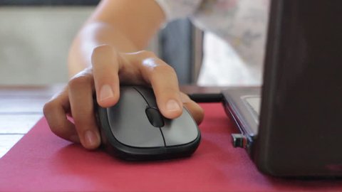 Woman click on wireless mouse, stock video