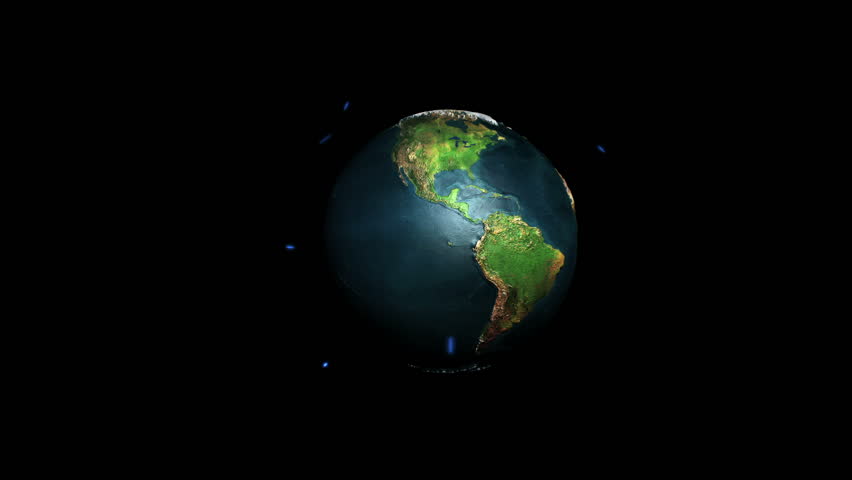 Earth rotating and Lights against black, Alpha